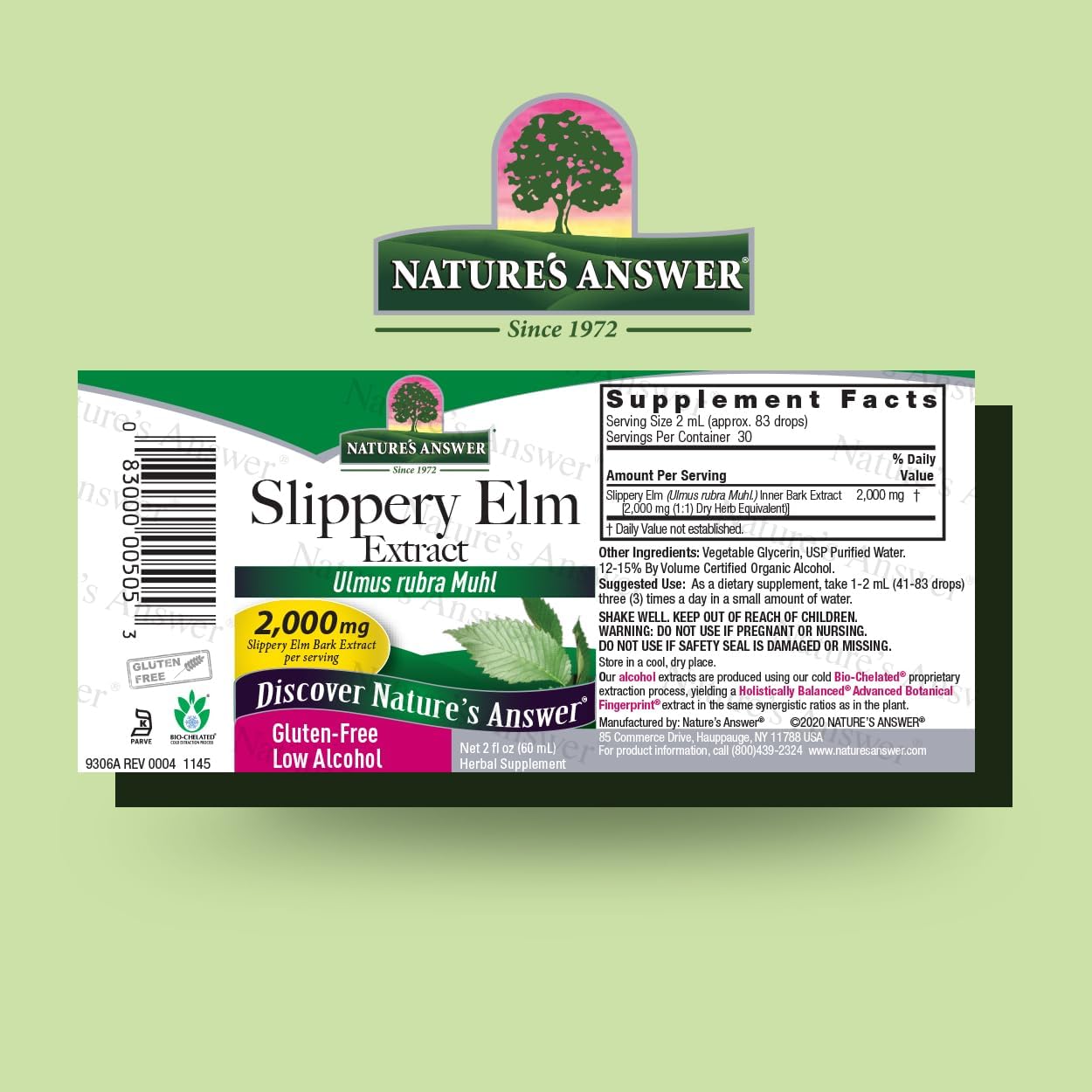 Nature’s Answer Slippery Elm inner bark liquid extract 60ml barcode