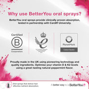 BetterYou Vitamin D3 + K2 Oral Spray, Peppermint - 12ml