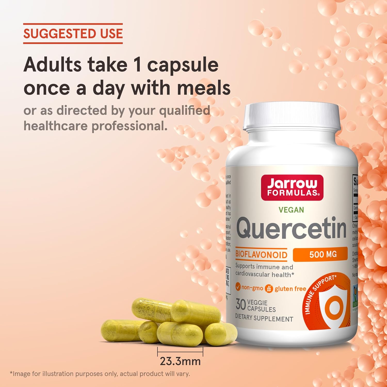 How to Use Image: Jarrow Formulas Quercetin 500mg veggie capsules usage instructions