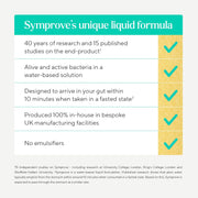 Symprove Liquid Probiotic Strawberry Raspberry Flavour 4 x 500ml ingredients nutritional label with barcode