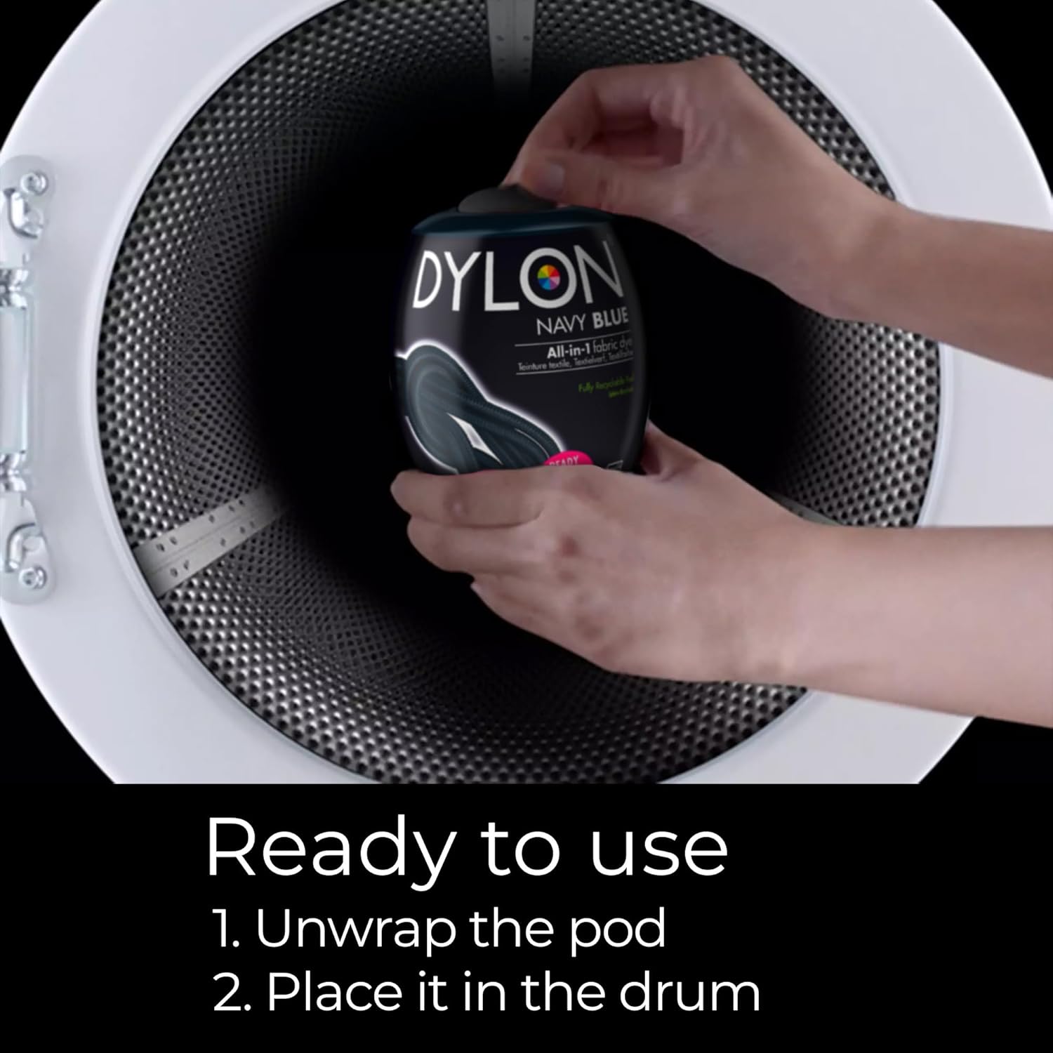 Dylon All-in-1 Fabric Dye Pod Navy Blue 350g washing machine instructions