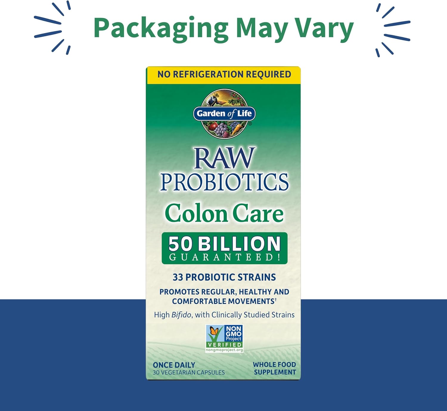 Garden of Life Raw Probiotics - 50 Billion CFU, Once Daily, 30 Capsules. Packaging may vary.
