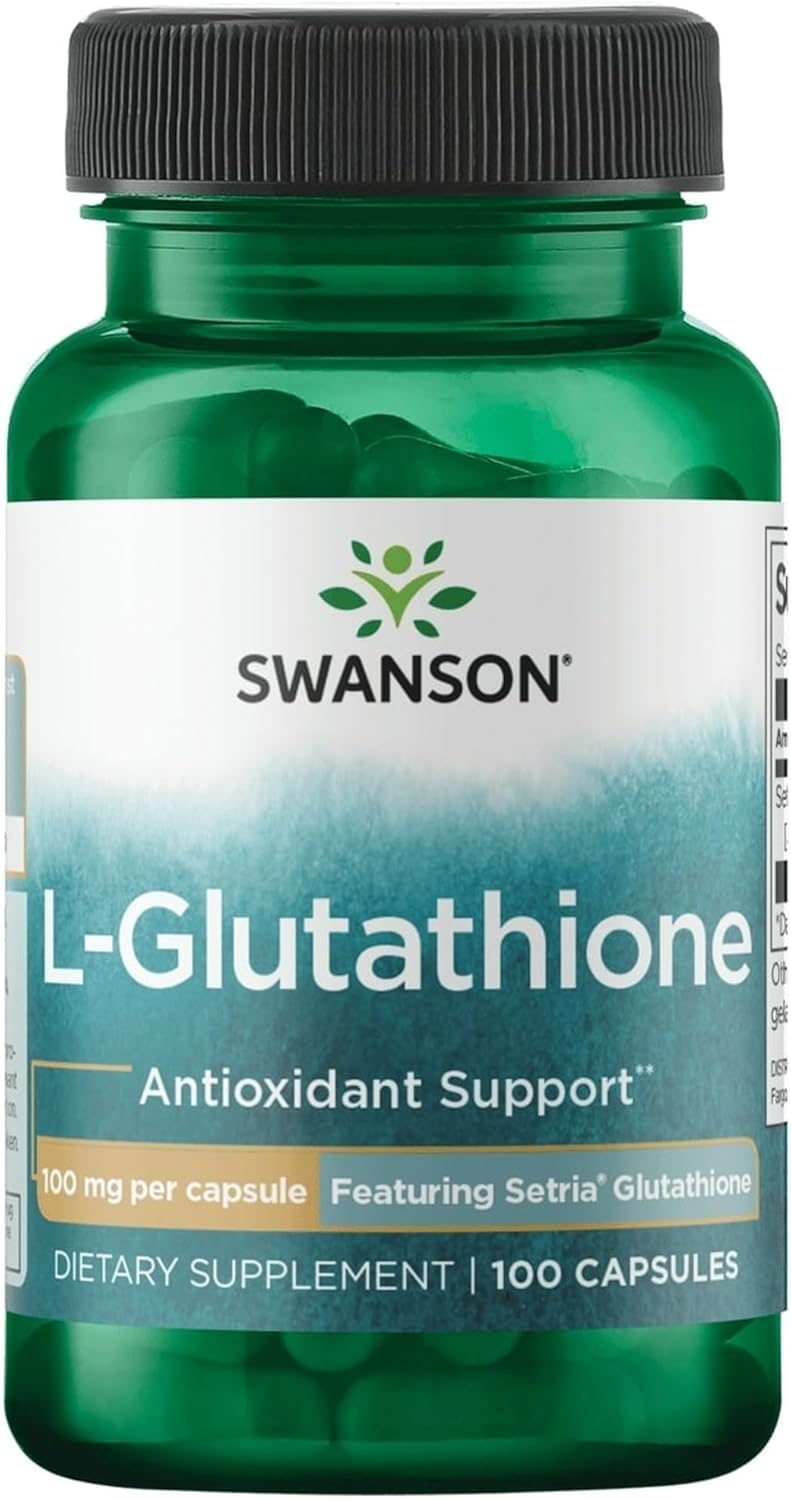 Swanson L-Glutathione Featuring Setria 100mg 100 Capsules dietary supplement bottle front label