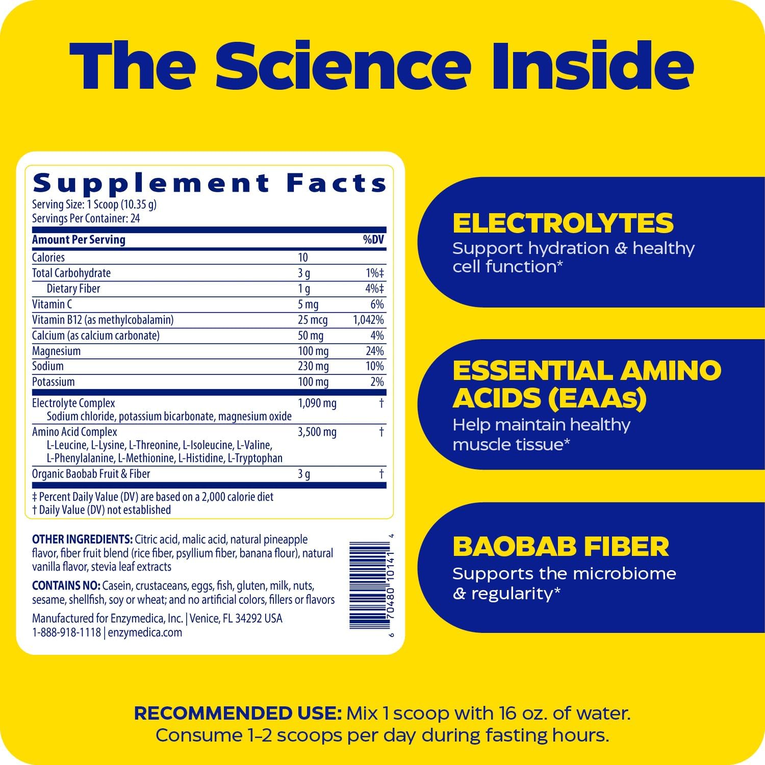 Enzymedica Fasting Today powder supplement facts ingredients 248g