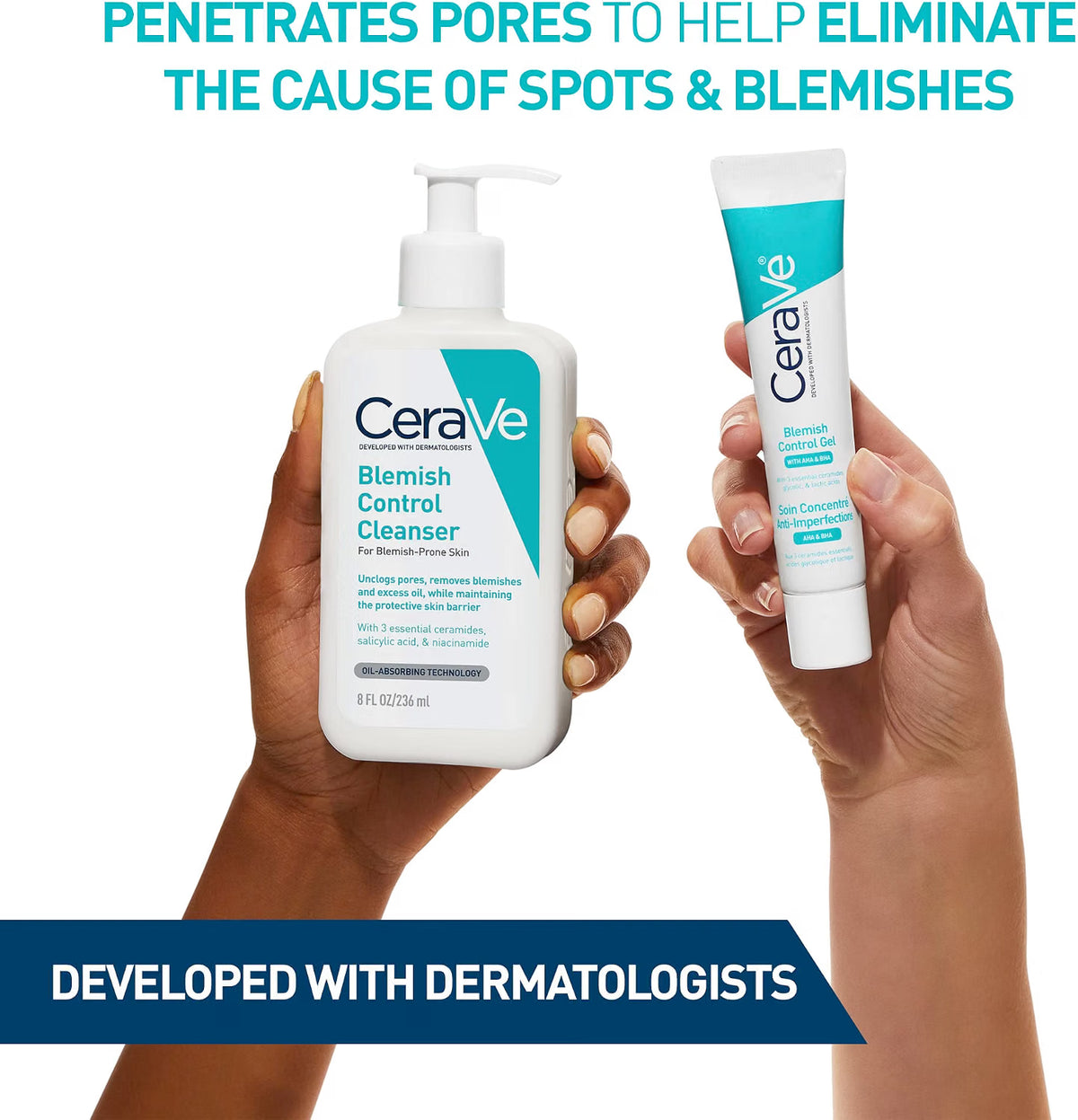 CeraVe Blemish Control Gel AHA BHA facial skincare tube 40ml skincare use