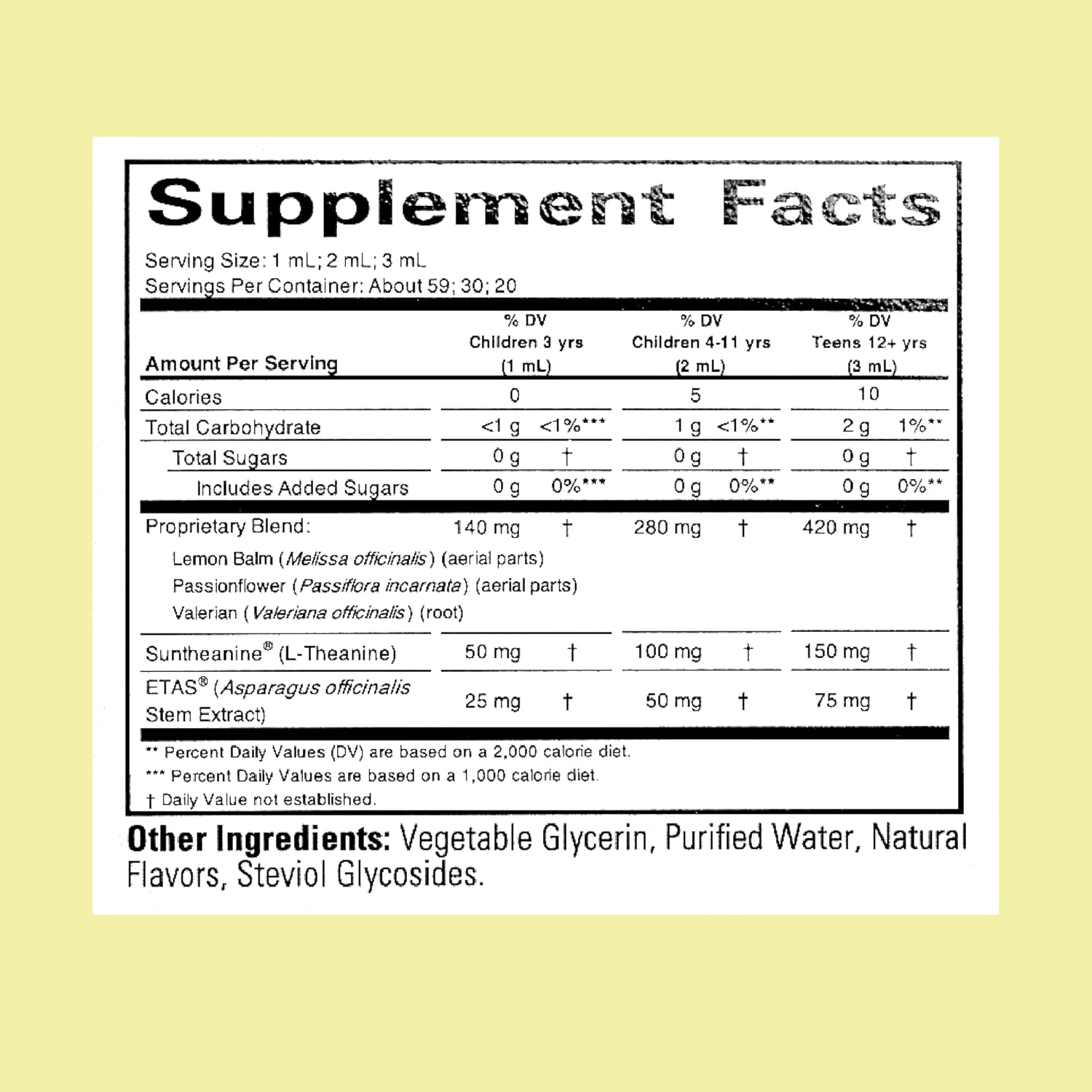 ChildLife Essentials Sleep Essential supplement facts botanical extracts L-theanine 59ml