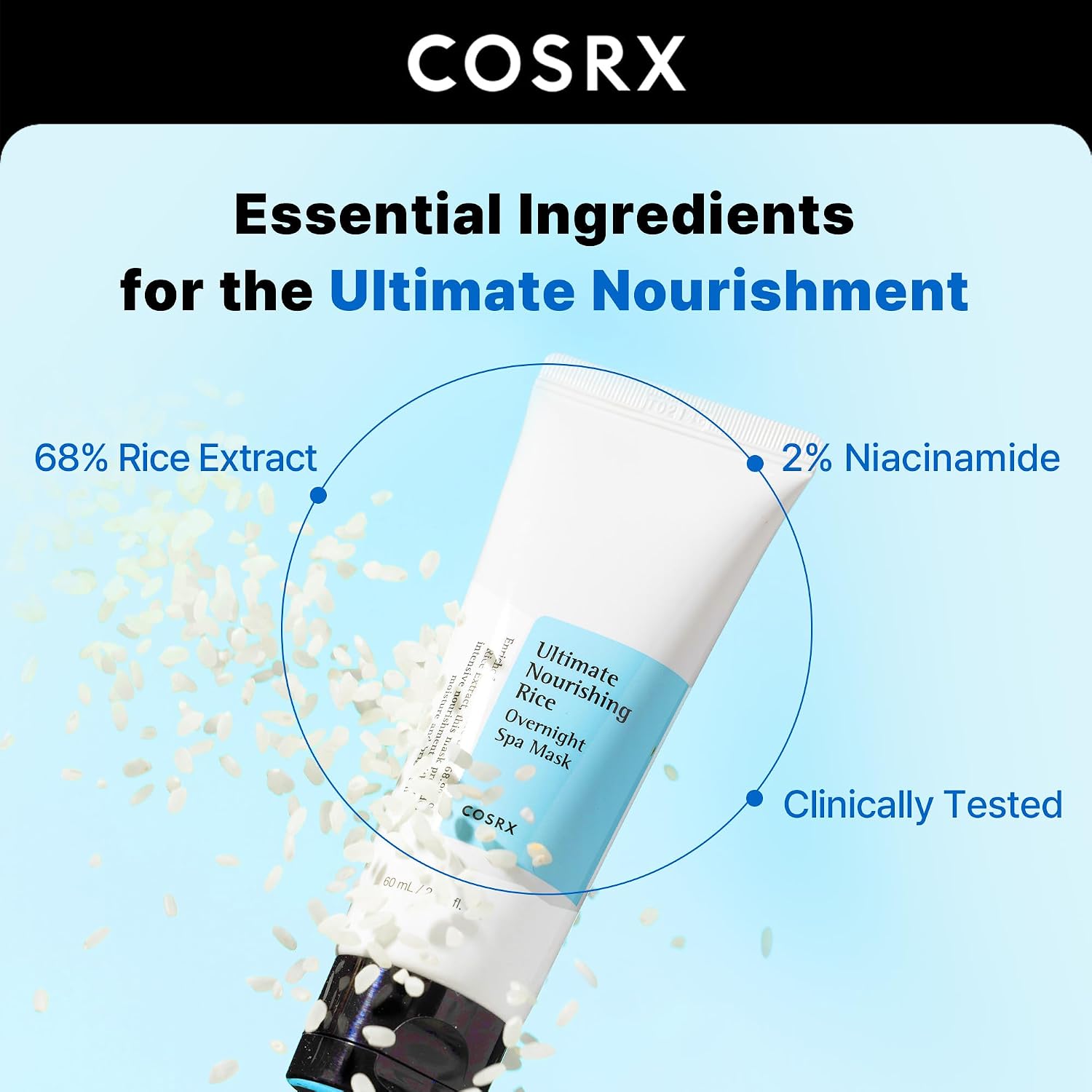 COSRX Ultimate Nourishing Rice Overnight Spa Mask 60ml jar ingredients
