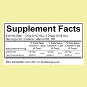 ChildLife Essentials Vitamin D3 Drops supplement facts ingredients organic MCT oil 6.25ml