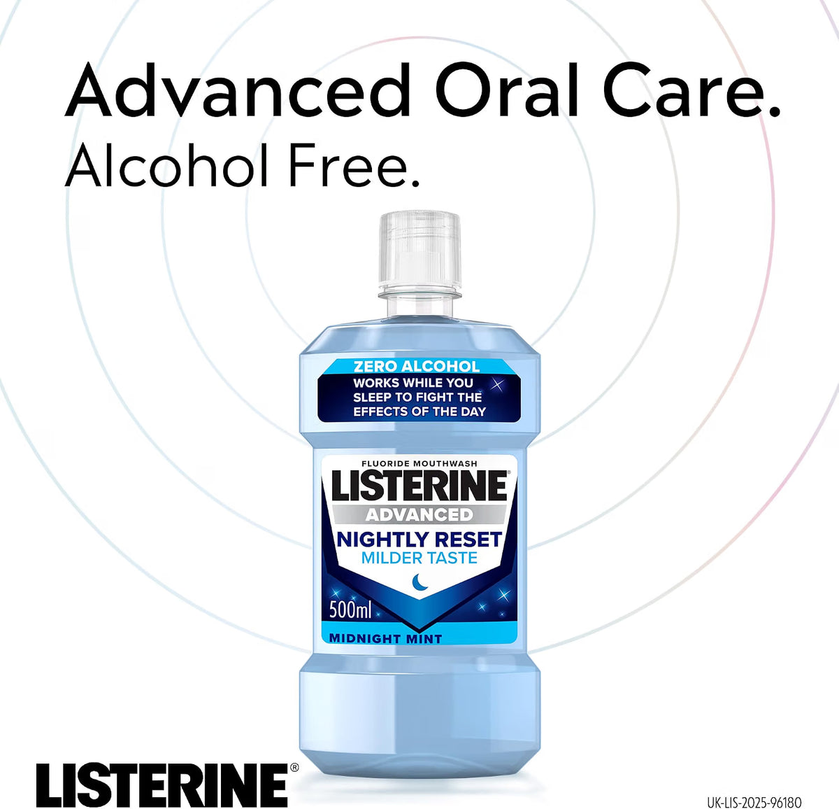 Listerine Advanced Nightly Reset Midnight Mint Mouthwash zero alcohol oral rinse bottle 500ml oral care use