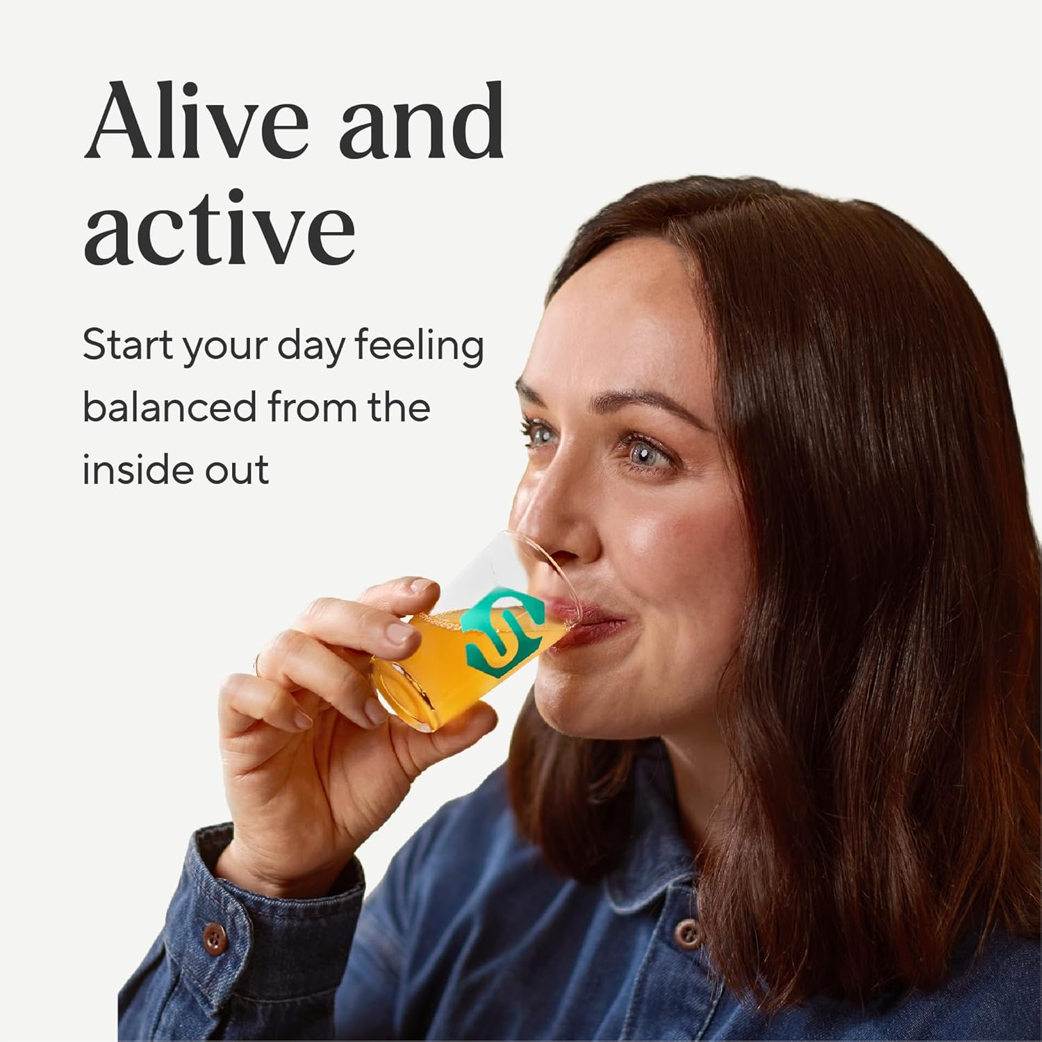 Symprove Liquid Probiotic Mango Passionfruit Flavour 500ml probiotic drink lifestyle woman drinking