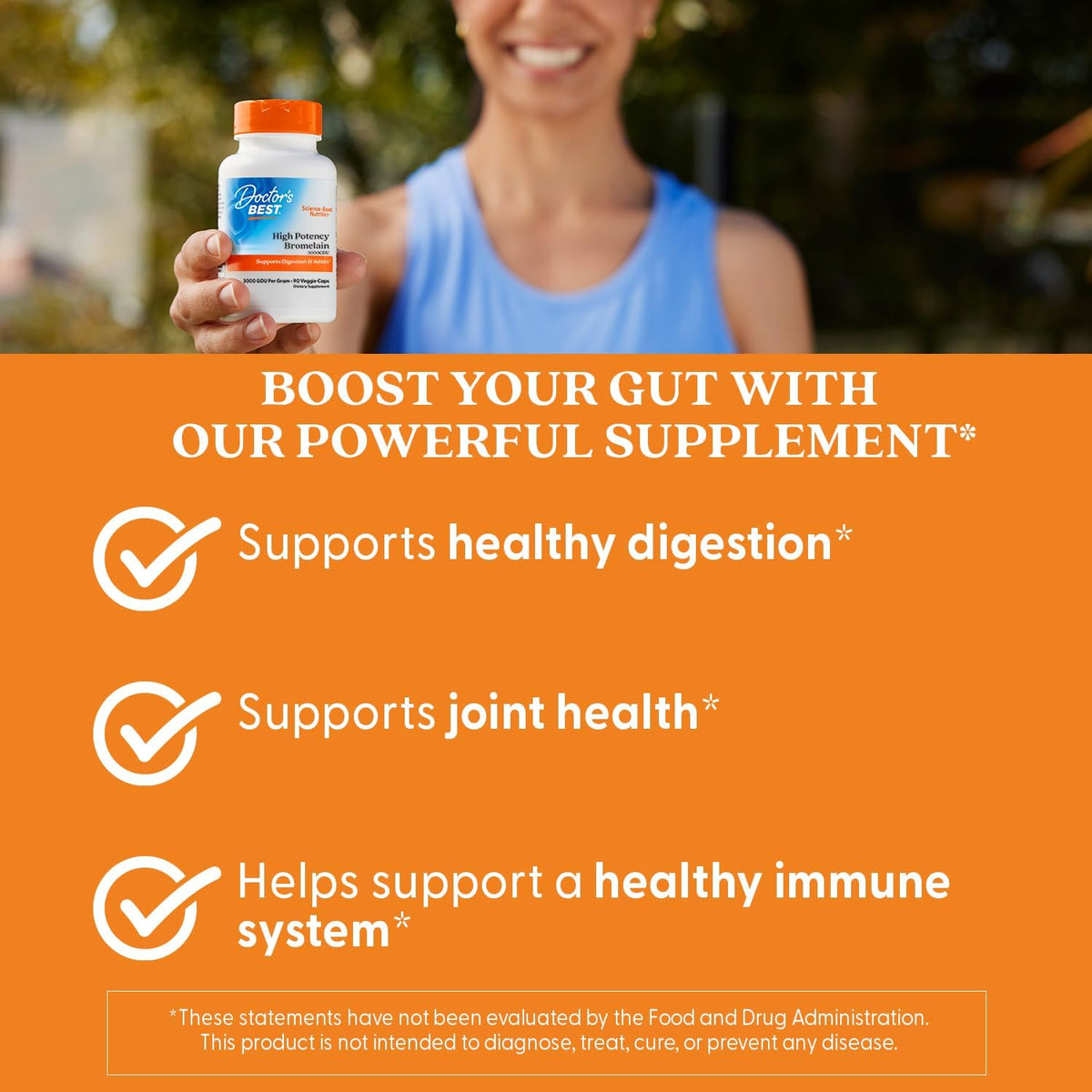 Doctor's Best High Potency Bromelain, bottle packaging, unflavoured, 500mg, 90 veggie capsules, 