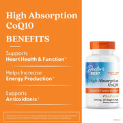 Doctor's Best High Absorption CoQ10 with BioPerine, bottle packaging, no flavour, 200mg, 60 veggie softgels, daily dietary supplement use