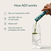AG1 Greens Powder Supplement Stick Travel Packs 30 x 13g mixing instructions