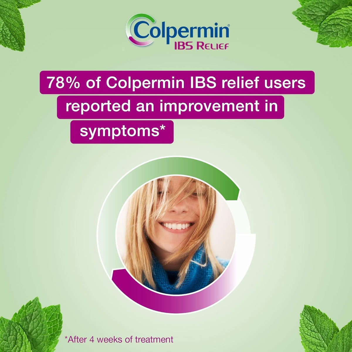 Colpermin IBS Relief peppermint oil sustained release capsules 0.2ml 100 count lifestyle use image