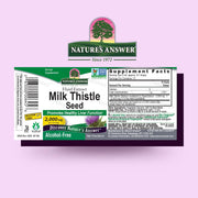 Nature’s Answer Milk Thistle alcohol free liquid extract 30ml barcode on a pink background