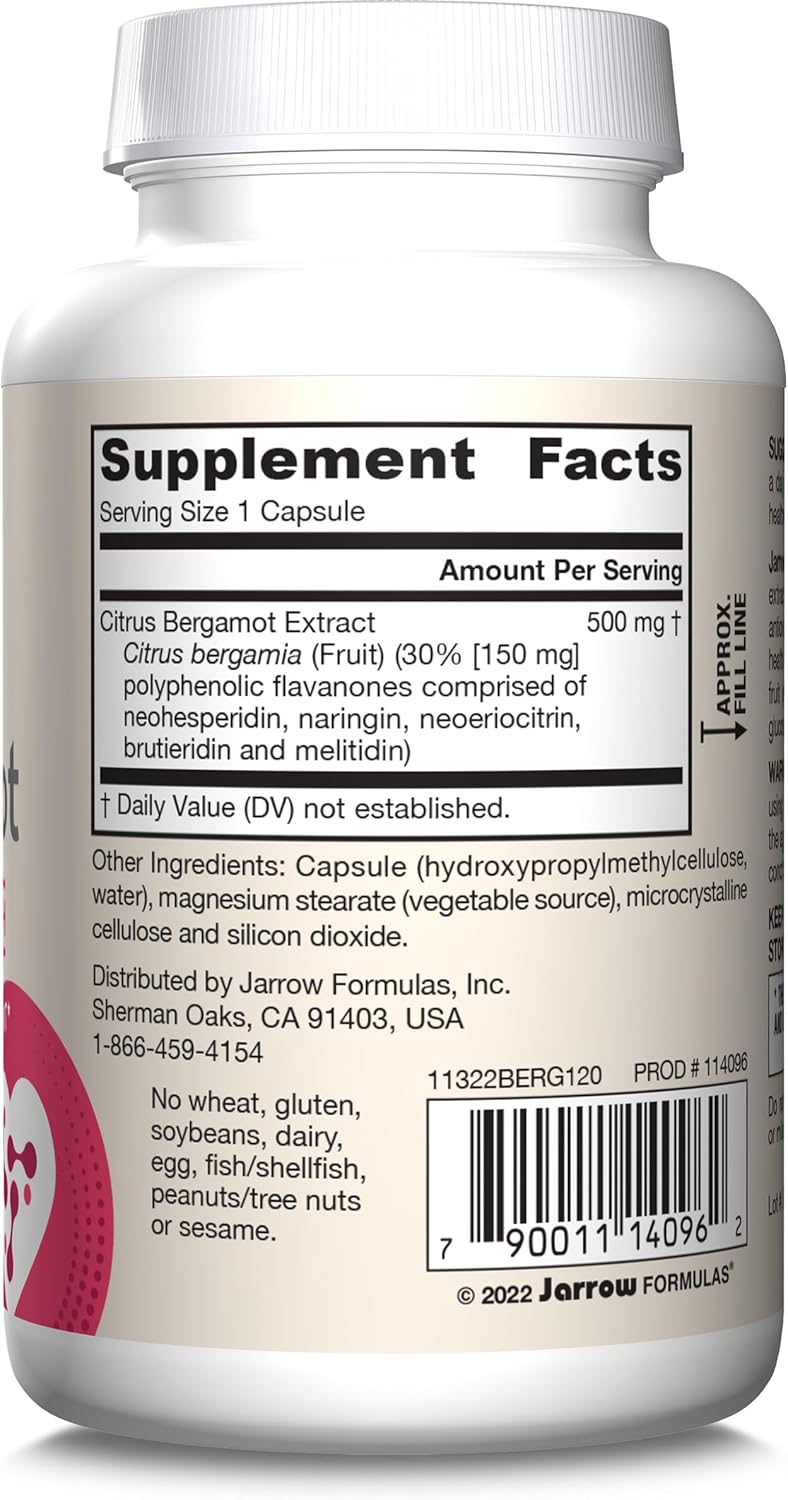 Jarrow Formulas Citrus Bergamot 120 Veggie Capsules barcode