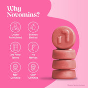 Novomins PMS Gummies Raspberry 60 Count vegan gummies supplement close up
