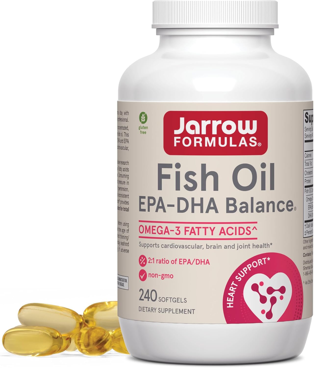 Front Image: Jarrow Formulas fish oil EPA DHA balance 1200mg 240 softgels front packaging bottle