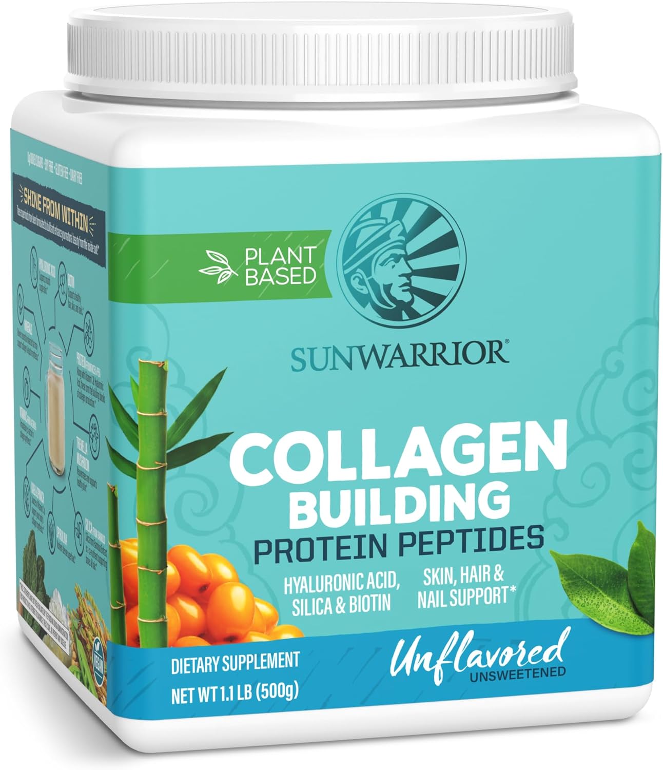 Sunwarrior Plant-Based Collagen Protein Powder 500g Tub - Unflavoured 