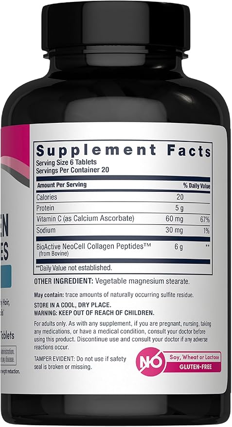 upplement facts label for NeoCell 120-count collagen tablets.