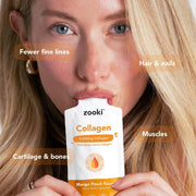 Zooki Marine Collagen 5000mg Mango Peach liquid sachets 30 x 15ml daily serving instructions