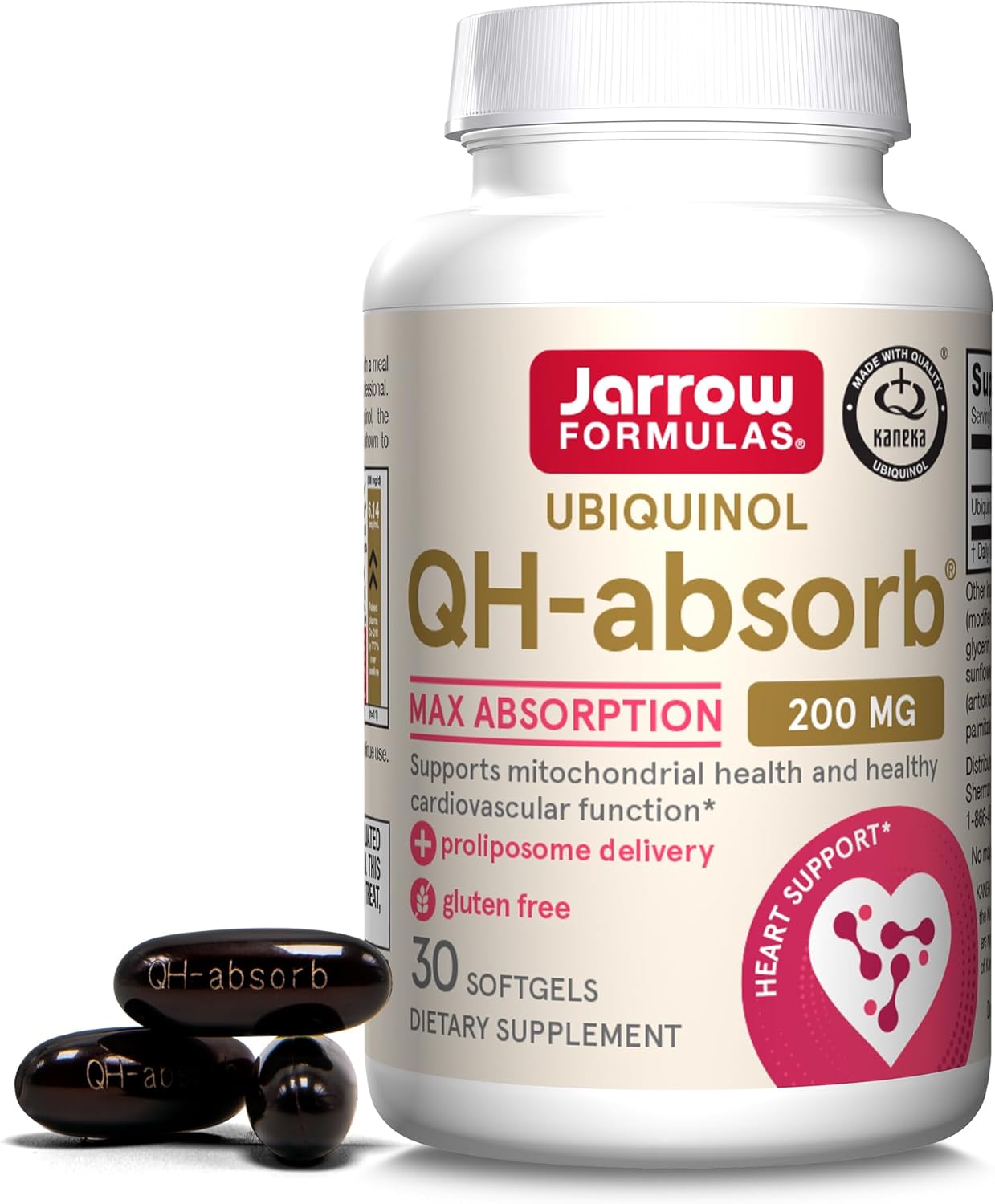 Front Image: Jarrow Formulas Ubiquinol QH-Absorb 200mg softgels bottle 30 count