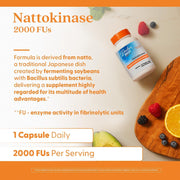Doctor's Best Nattokinase, bottle packaging, unflavoured, 2000 FU, 90 or 270 veggie capsules, daily use instructions