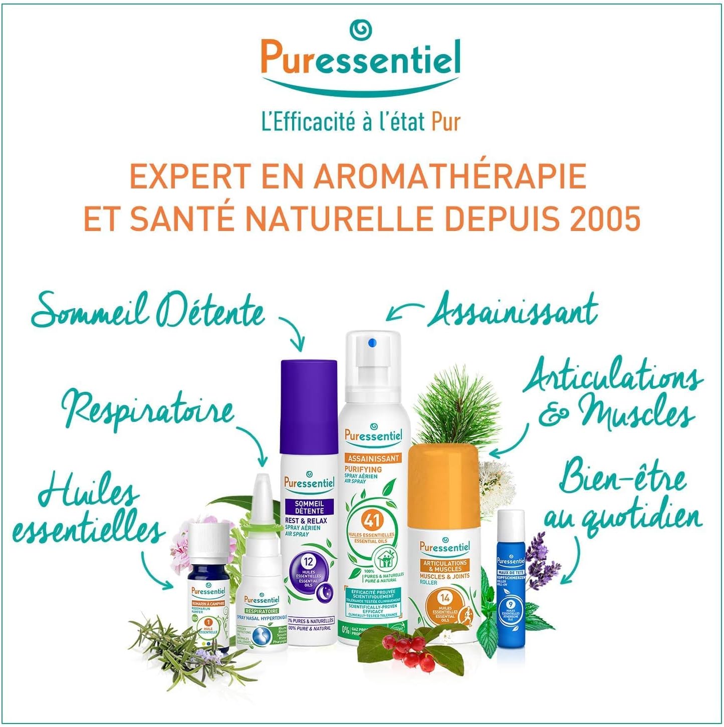 Puressentiel Headache Tension Roll-On with 9 Essential Oils & other variants.