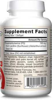 Barcode Image: Jarrow Formulas PS100 phosphatidylserine 100mg softgels 60 count barcode packaging