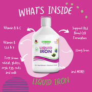 Lifestyle/use image: Swedish Nutra Liquid Iron berry flavour daily use 500ml