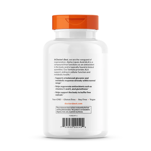 Barcode image: Doctor's Best Alpha-Lipoic Acid 600mg capsules barcode packaging 180 count