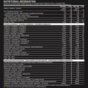 Back label of USN Muscle Fuel Anabolic with nutrition facts.