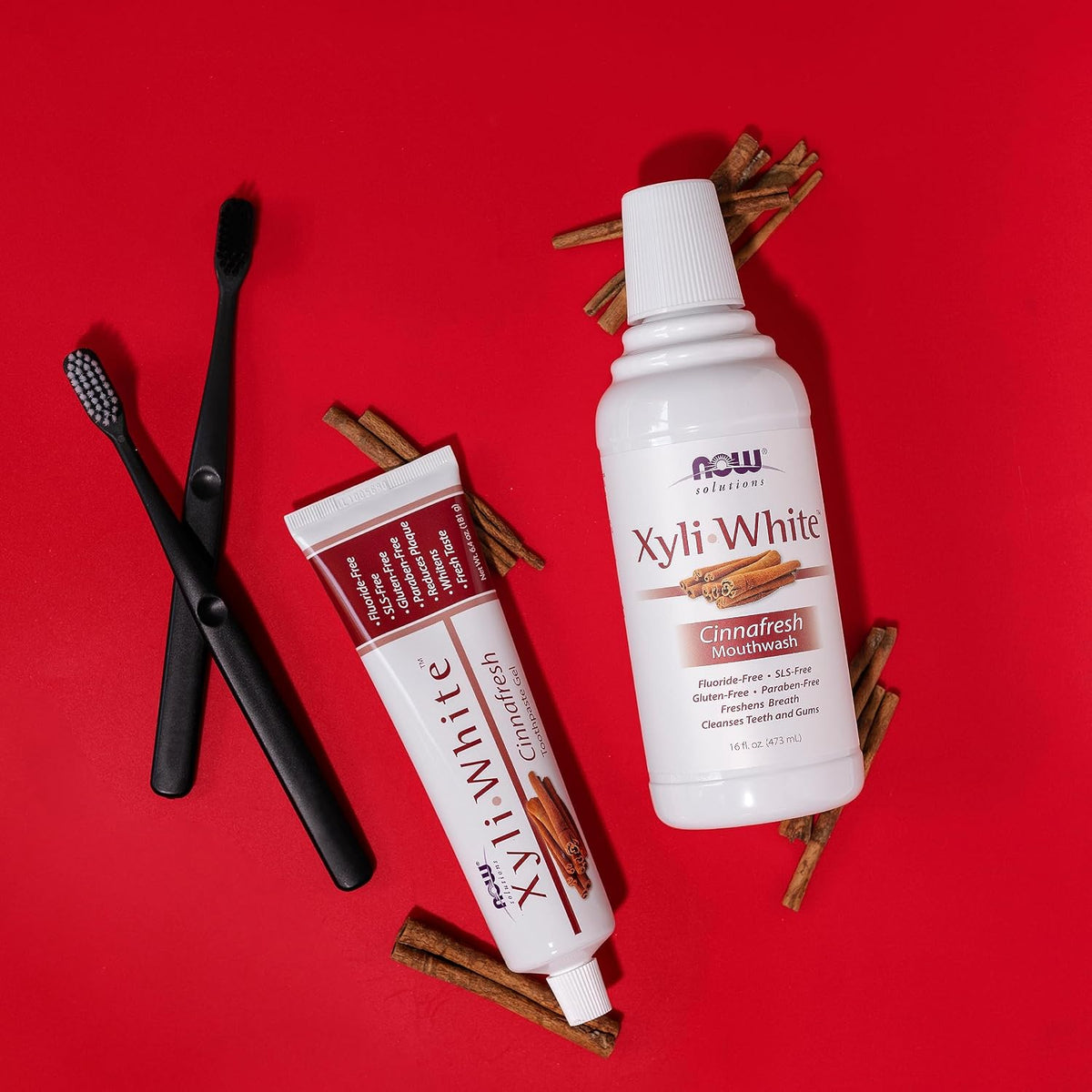 NOW Solutions XyliWhite Cinnafresh Toothpaste Gel 181g tube displayed for daily oral care
