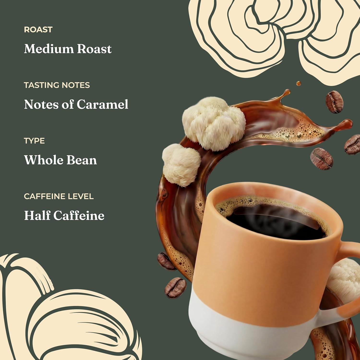 Four Sigmatic half caf coffee ingredients and product details 283g