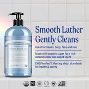 Dr. Bronner's Baby Unscented 4-in-1 Organic Sugar Pump Soap 355ml pump bottle for hands face body and hair
