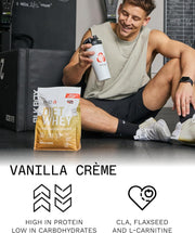 PhD Diet Whey Lean Protein Powder, resealable bag packaging, Vanilla Crème flavour, 2kg, preparation directions