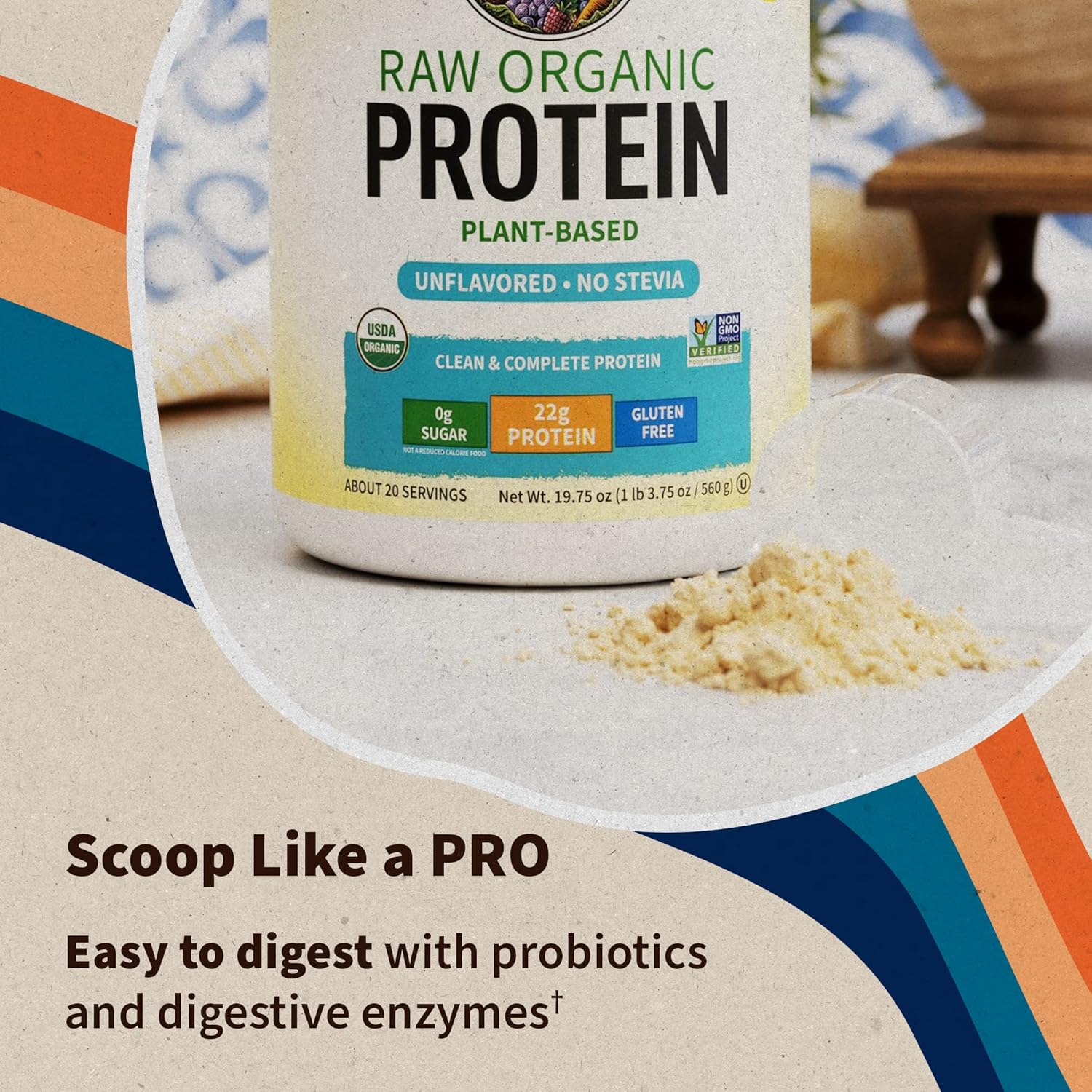 Garden of Life Raw Organic Vegan Protein Powder Unflavoured – 560g