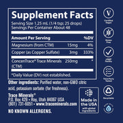 Supplement Facts Image: Trace Minerals Ionic Copper 3mg supplement facts ingredients liquid bottle 59ml