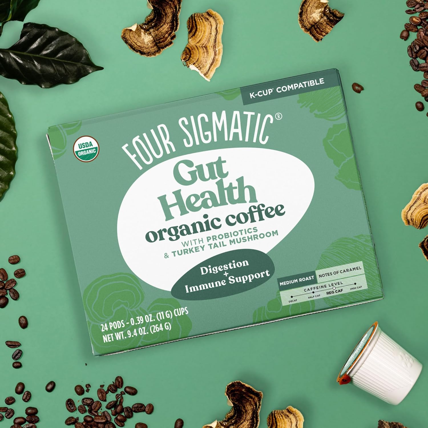 Four Sigmatic Organic Coffee Pods, Medium Roast - 24 Count