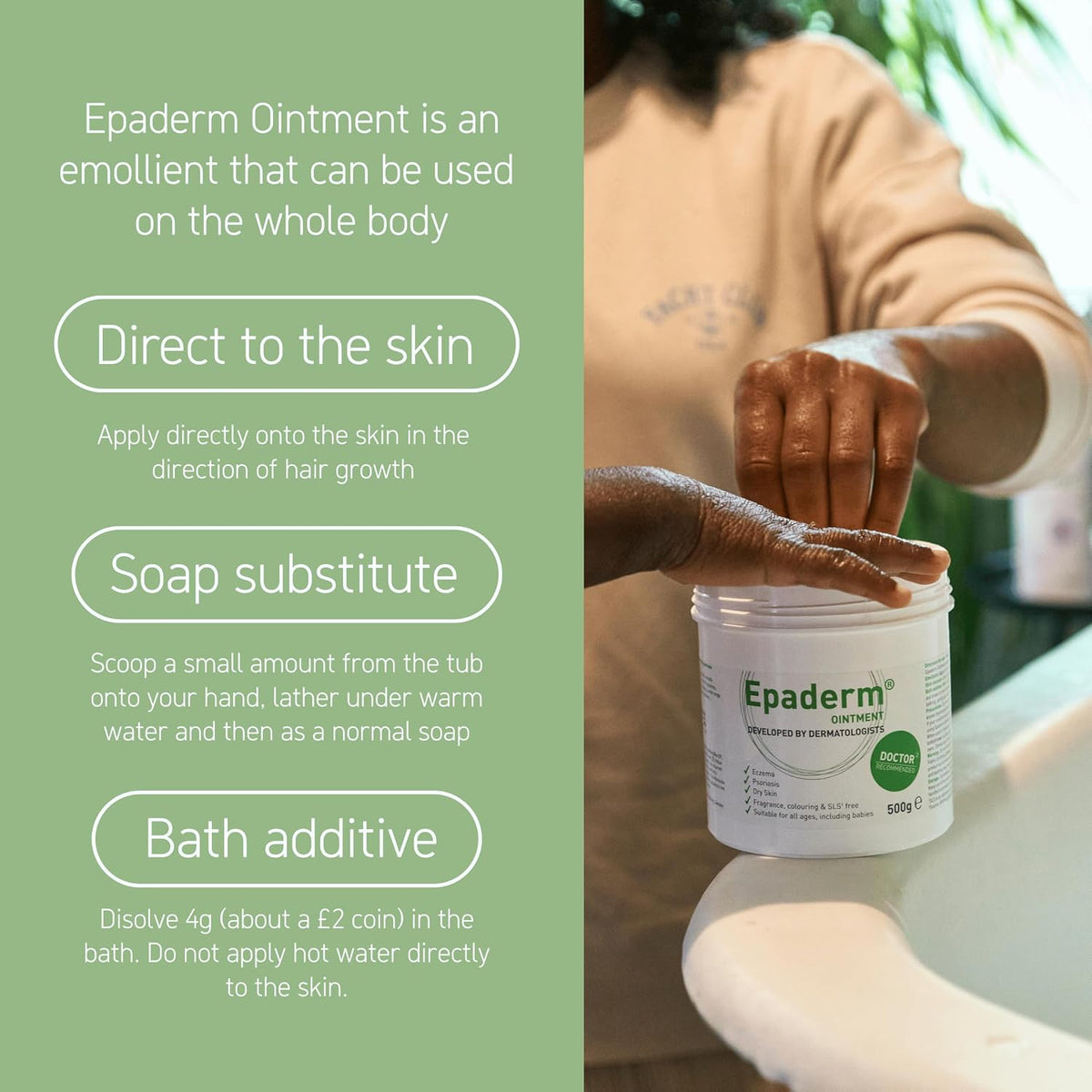 Epaderm Emollient Ointment fragrance-free 500g tub how to use