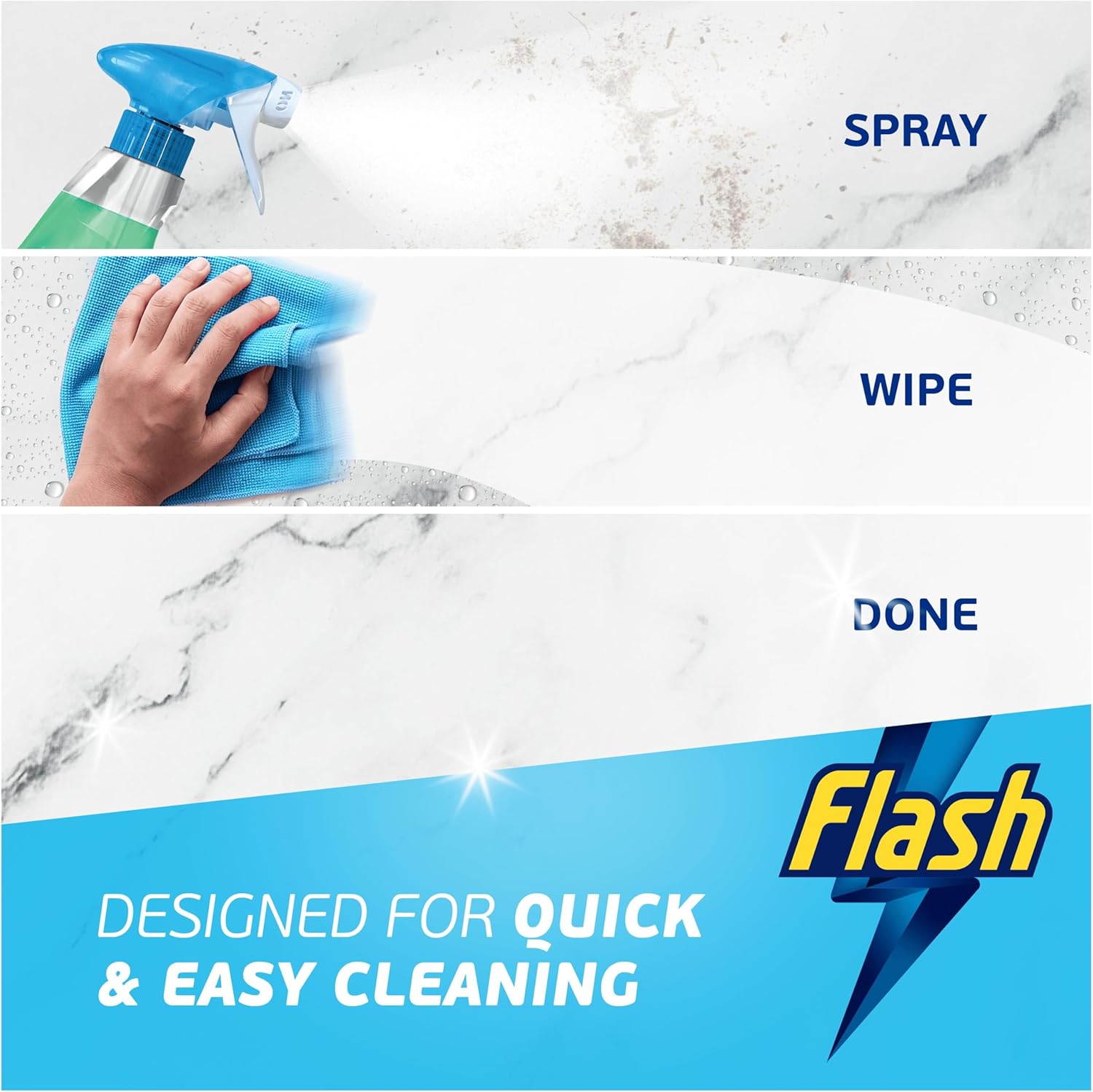 Flash Spray Wipe Done Apple Blossom Multi-Surface Cleaner Spray 800ml used on household surfaces