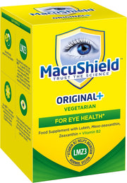 MacuShield Original+ Vegetarian eye health supplement 90 capsules front box on white background