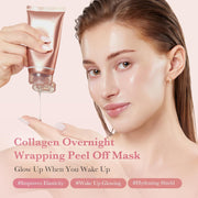 Medicube Collagen Night Wrapping Mask tube packaging overnight peel off face mask 75ml skincare routine lifestyle image