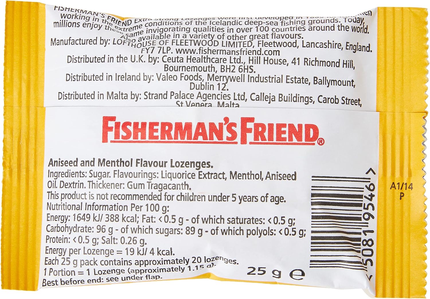 Fisherman’s Friend Aniseed Flavour Lozenges – 24 Sachets