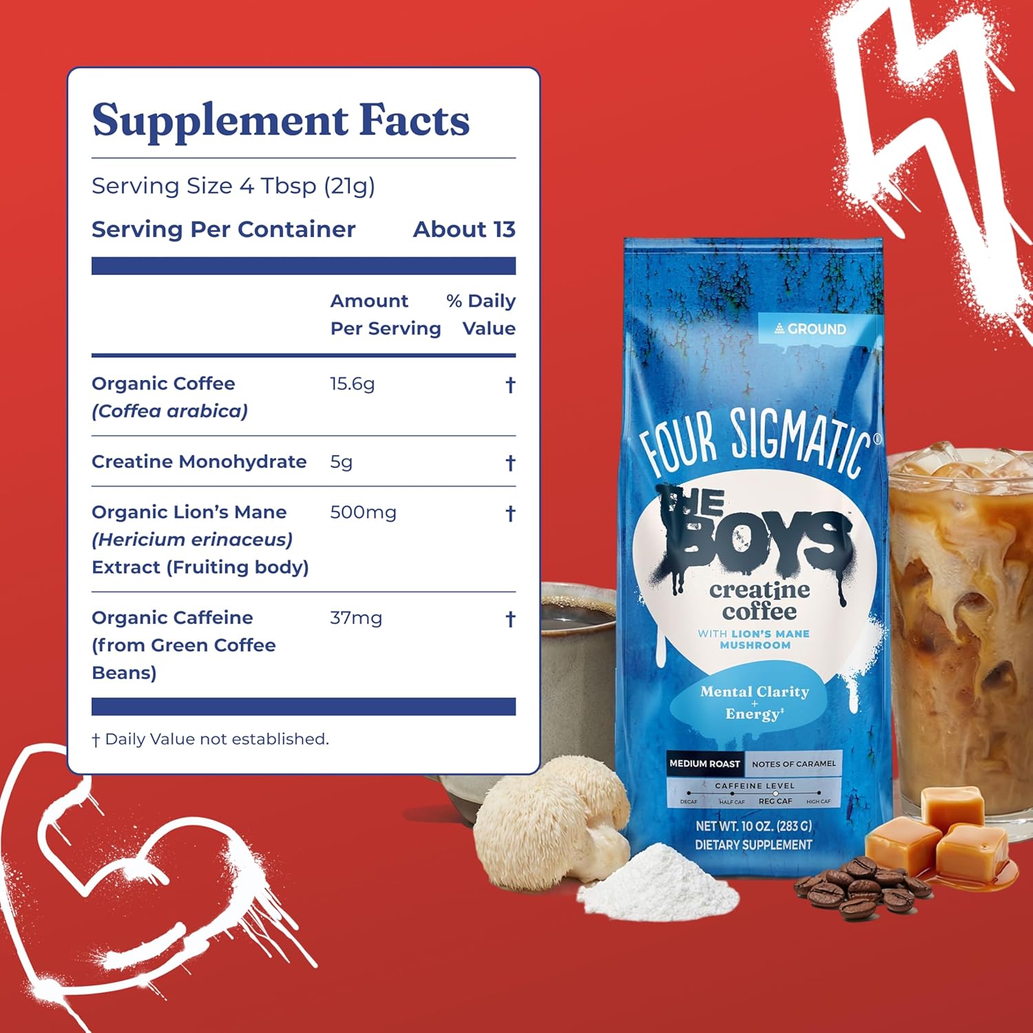 Four Sigmatic The Boys Creatine Coffee ingredients information 283g