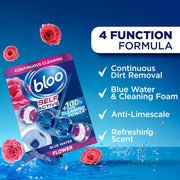 Bloo Self Active Blue Water Flower Toilet Rim Block information and cleaning formula 3 x 50g
