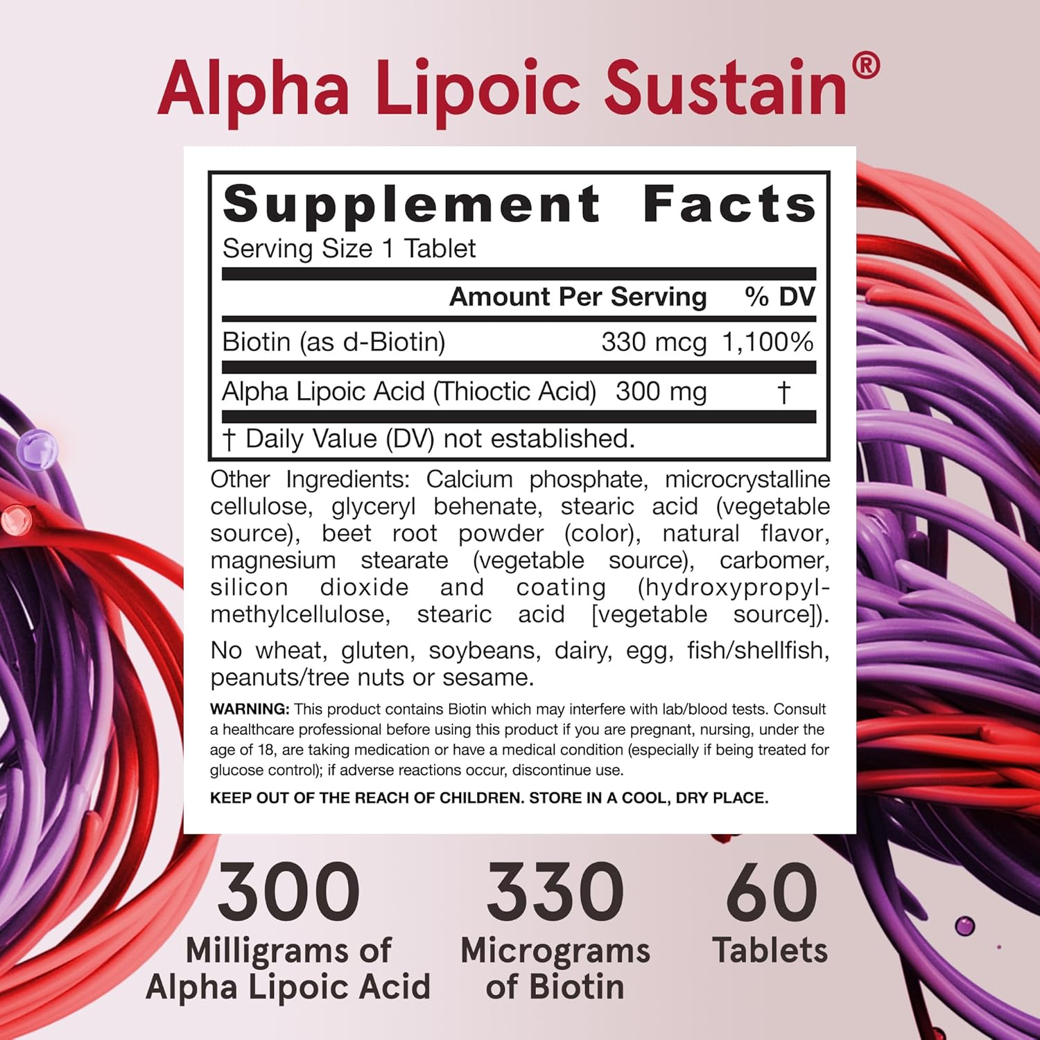 Supplement Facts Image: Jarrow Formulas Alpha Lipoic Sustain 300mg tablets supplement facts and ingredients