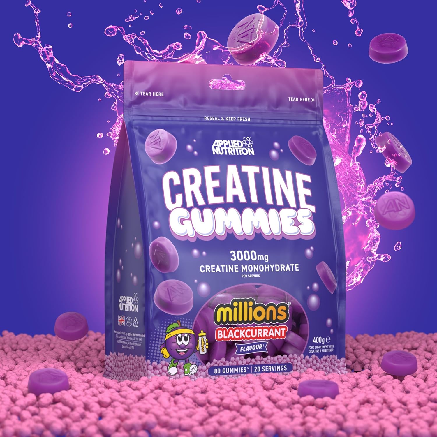 Applied Nutrition Creatine Gummies Blackcurrant 3000mg - 80 Count