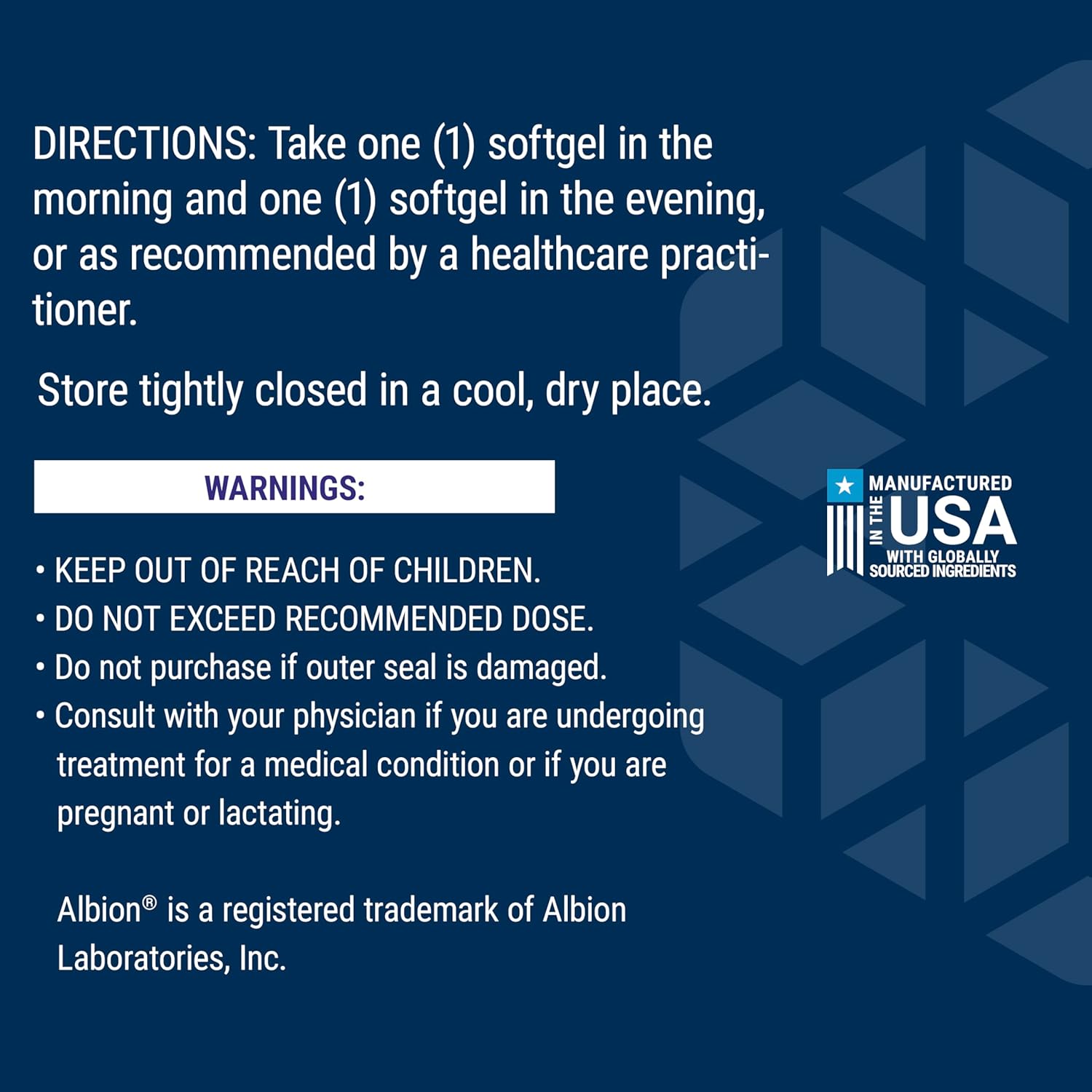 Life Extension PalmettoGuard direction panel  list.