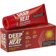 Deep Heat Max Strength Heat Rub Cream, tube and carton packaging, no flavour, 35g & tube